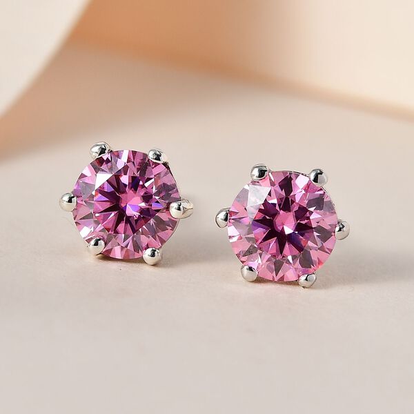 EF Rosa Moissanit Ohrringe 925 Silber platiniert ca 1,50ct image number 2