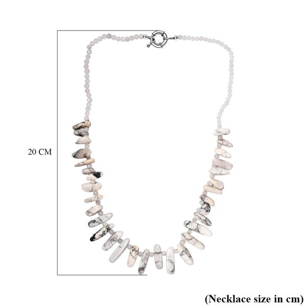 Weißer Howlit, Regenbogen Mondstein Halskette ca. 50 cm Messing platiniert ca. 260.00 ct image number 6