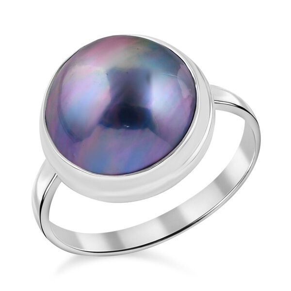 Royal Bali Kollektion- Blauer Mabe Perle-Ring