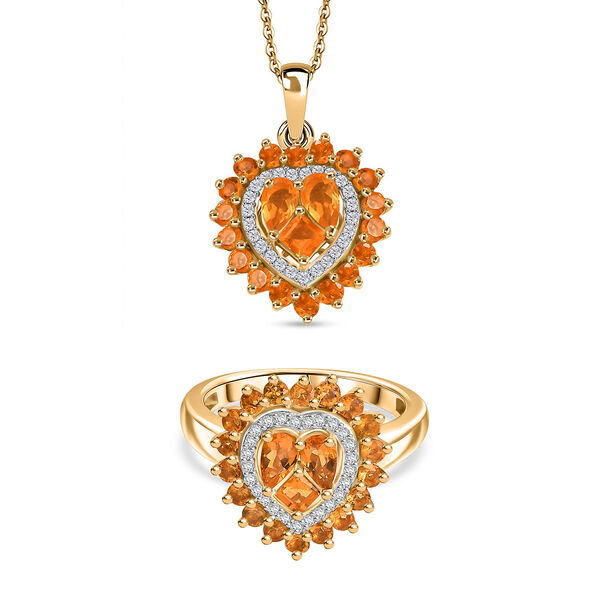 D'Joy Blaze Feueropal Ring und Anhänger mit 50cm Kette image number 0