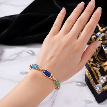 Mehrfarbige Edelsteine, Wei&szlig;es Kristall Armband mit magnetischem Verschluss, ca. 20 cm