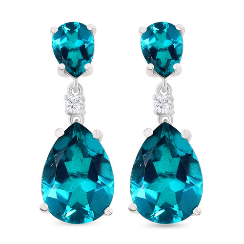 Capri-Blau Triplett Quarz-Ohrringe, 925 Silber platiniert ca. 13,52 ct image number 0