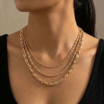 3-lagige byzantinische Halskette in Goldton, 47+3,5cm