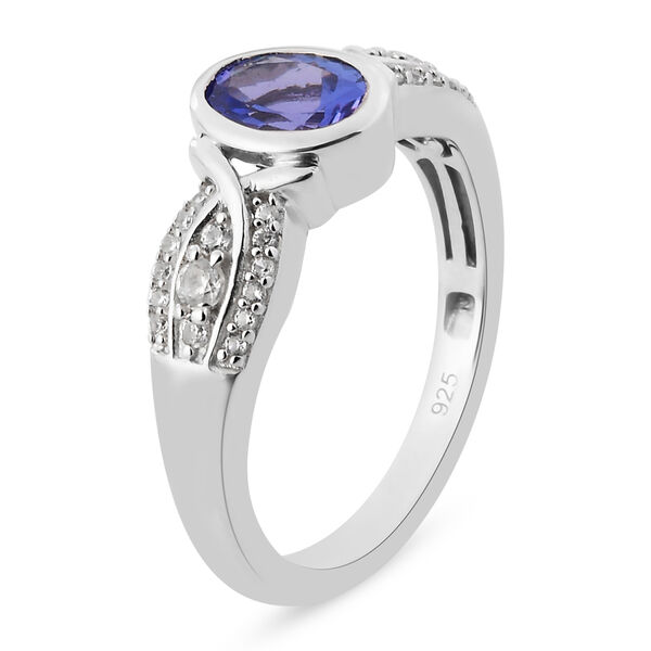 Tansanit und Zirkon-Ring, 925 Silber platiniert  ca. 1,09 ct image number 5