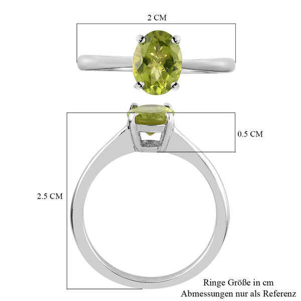 Nat&uuml;rlicher Peridot Solit&auml;r Ring 925 Silber platiniert  ca. 1,26 ct image number 7