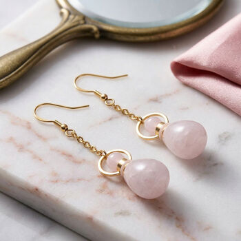 Rosenquarz Parf&uuml;mflaschen-Ohrringe - 50 ct.