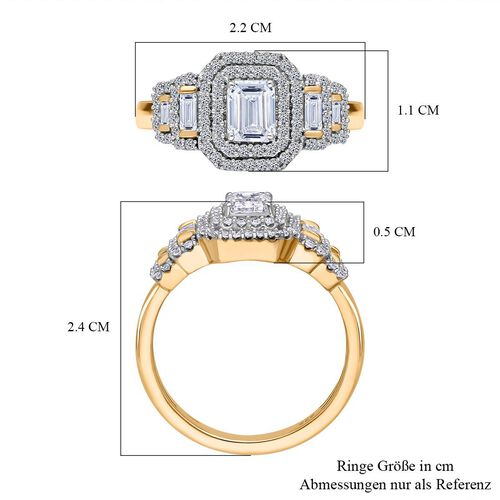 LUXURIANT DIAMOND- SGL zertifizierter VS-EF Labor Diamant Ring, 925 Silber Gelbgold Vermeil - 1 ct. image number 5