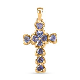 Tansanit Anhänger, 925 Silber 750 Gelbgold Vermeil - 1 ct.