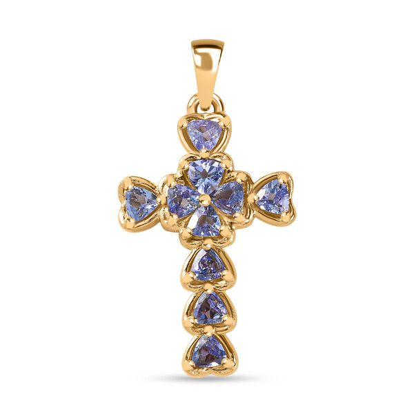 Tansanit Anh&auml;nger, 925 Silber 750 Gelbgold Vermeil - 1 ct.