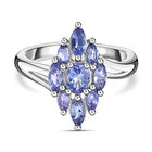 Tansanit Ring, 925 Silber platiniert, (Größe 21.00) ca. 1.13 ct
