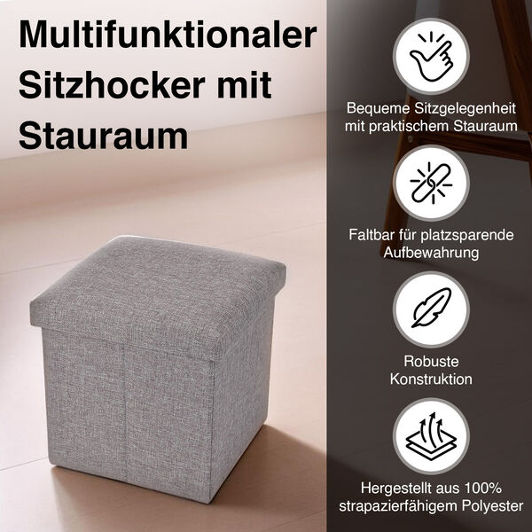 Sitzhocker mit Stauraum, grau image number 2