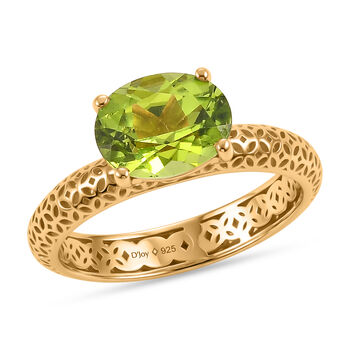 D'Joy AA Peridot Ring 925 Silber 750 Vergoldet (Gr&ouml;&szlig;e 17.00) ca. 2,02 ct