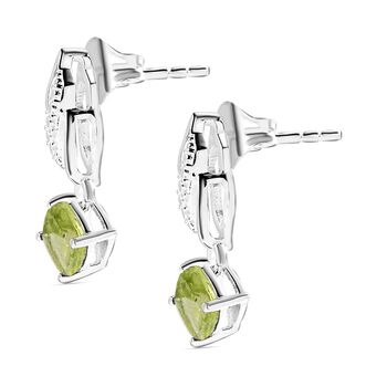 Nat&uuml;rliche Peridot-Solit&auml;r-Ohrh&auml;nger in Silber, 1,20 ct.
