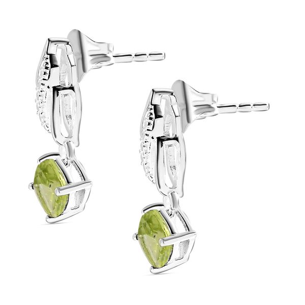 Nat&uuml;rliche Peridot-Solit&auml;r-Ohrh&auml;nger in Silber, 1,20 ct. image number 4
