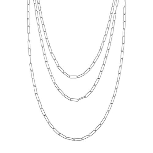 Mehrreihige Gliederkette im Paperclip-Design, Nickelfreies Messing, ca. 43 cm, Silbefarben image number 0