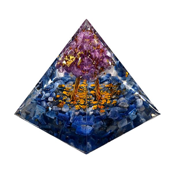 LIVMORE Kristall Pyramide Dekoration aus Kristall und Resin, 6cm, Hellblau image number 2