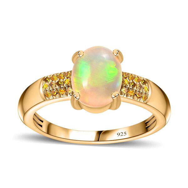 Natürlicher, äthiopischer Welo Opal und gelber Diamant-Ring - 1,30 ct. image number 5