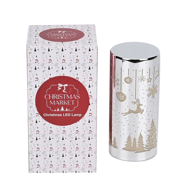 LED-Deko-Zylinder aus Glas mit Weihnachts-Motiven, Silber image number 5