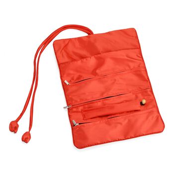 Reise-Schmuckrolle mit Stickmuster 1 Organizer + 5 Silberputzt&uuml;cher Satin, Rot
