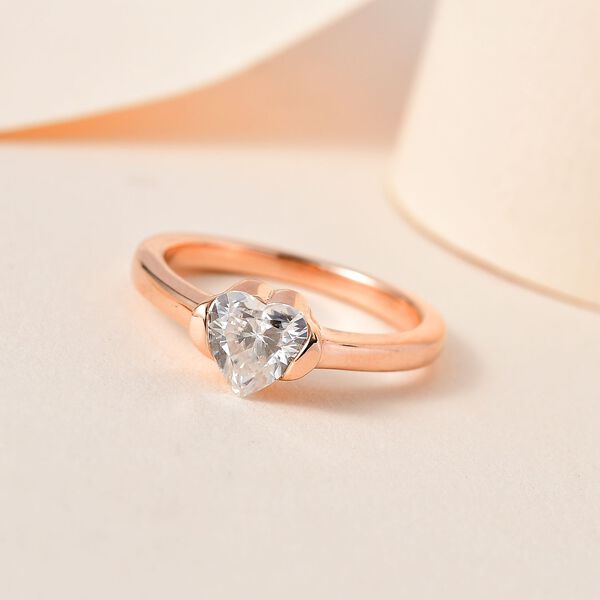 Moissanit Ringe 925 Silber Ros&eacute;gold Vermeil (Gr&ouml;&szlig;e 18.00) ca. 0.93 ct image number 1