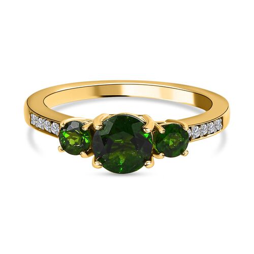 Natürlicher Chromdiopsid Ring, 925 Silber vergoldet, (Größe 21.00), ca. 1.28 ct image number 0