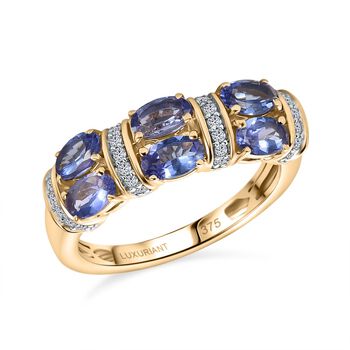 LUXURIANT DIAMOND- AAA Tansanit und Labor Diamant Ring in 375 Gold - 1,67 ct.