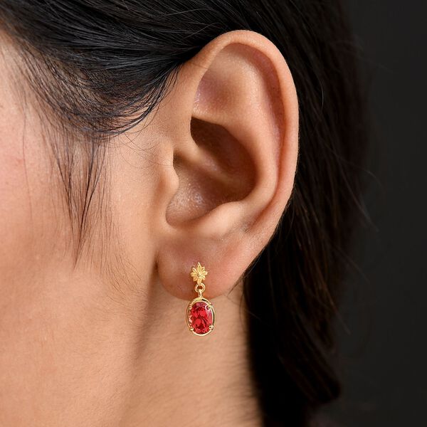 D'joy Lab Grown Padparadscha-Saphir Ohrringe 925 Silber 750 Gelb Vergoldet ca. 2.39 ct image number 3