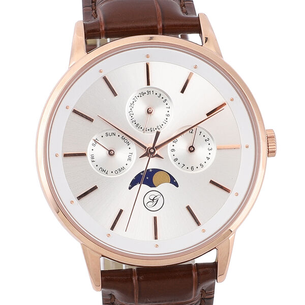 GENOA - Japanisches Uhrwerk, schwarzes Lederarmband image number 4