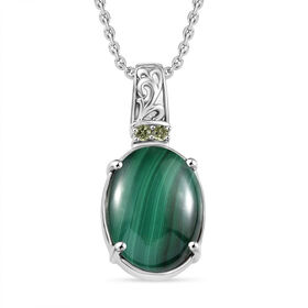 Malachit, Peridot Schmuckset Edelstahl ca. 11.10 ct