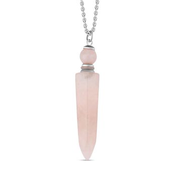 Rosenquarz Pendel Anh&auml;nger mit Kette, ca. 36.50 ct