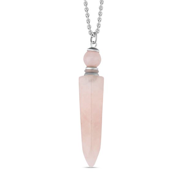 Rosenquarz Pendel Anh&auml;nger mit Kette, ca. 36.50 ct