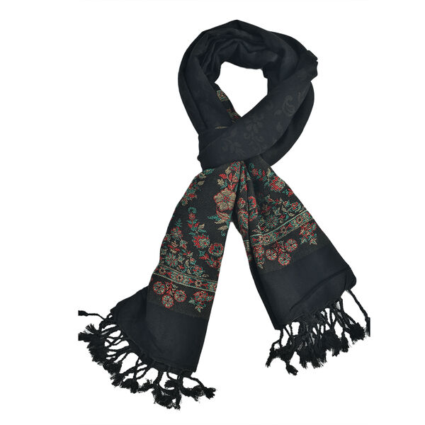 Jamawar Schal aus Viskose, schwarz image number 4