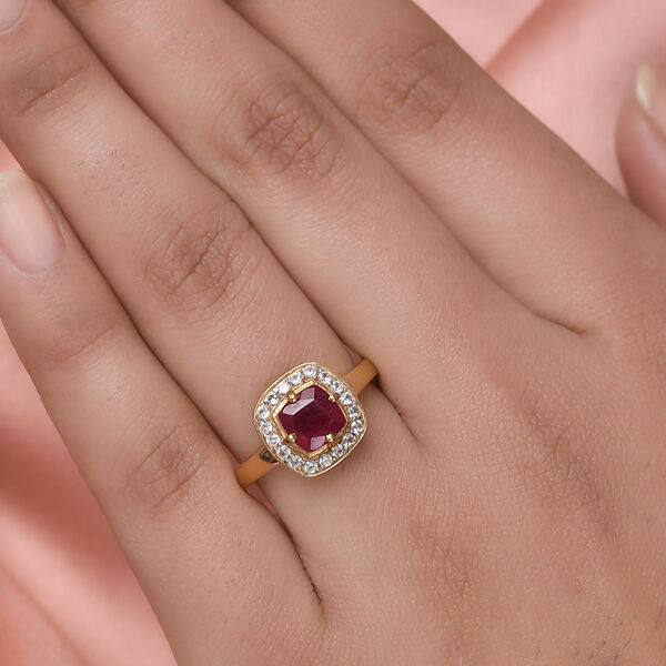 Afrikanischer Rubin und Zirkon Ring 925 Silber vergoldet  ca. 1,90 ct image number 3