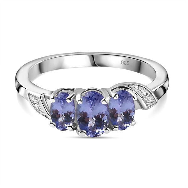 Tansanit Ring 925 Silber rhodiniert (Gr&ouml;&szlig;e 17.00) ca. 1,02 ct