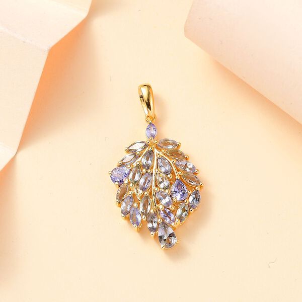 Gr&uuml;ner Tansanit, Tansanit Anh&auml;nger 925 Silber 750 Gelbgold Vermeil ca. 2.27 ct image number 2