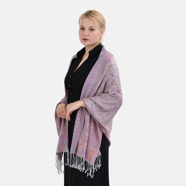Jacquard Paisley-Schal mit Fransen, 170cm x 75cm, Lilac image number 2