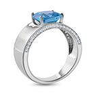 LUSTRO STELLA - Blauer Zirkonia, Weißer Zirkonia Ring, 925 Silber rhodiniert, (Größe 16.00), ca. 6.49 ct image number 2