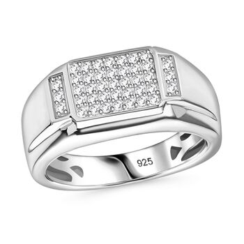 Moissanit Ring, 925 Silber platiniert - 0,41 ct.