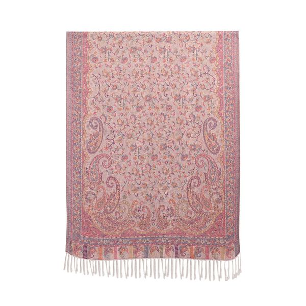 Jacquard Paisley-Schal mit Fransen, 170cm x 75cm, Lila Blüten image number 6