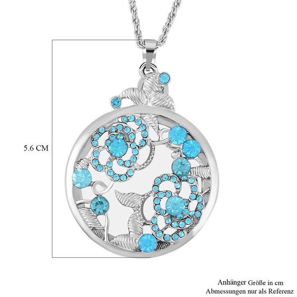 2-in-1 Lupe und Walflossen-Motiv Anhänger mit Kette, Blauer Kristall und Glas, Silberfarben image number 4