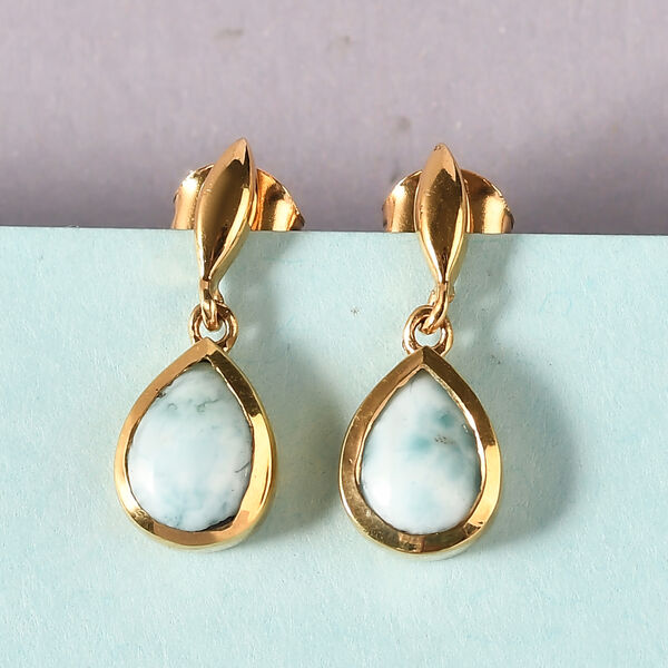 Larimar-Ohrringe, 925 Silber vergoldet ca. 2,43 ct image number 2