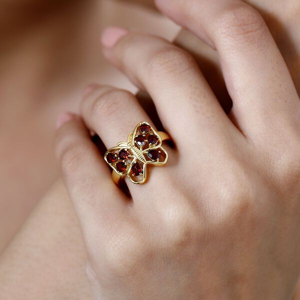 Mosambik Granat Ring 925 Silber 750 Gelbgold Vermeil (Größe 17.00) ca. 1,64 ct image number 3