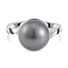 Tahiti Perle ( 11-12 mm ) Moissanit Ring, 925 Silber rhodiniert, (Größe 16.00)