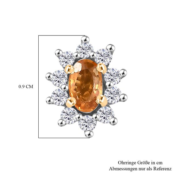 AA Gelber Saphir, Weißer Zirkon Ohrringe 925 Silber 750 Gelb Vergoldet ca. 1.07 ct image number 5