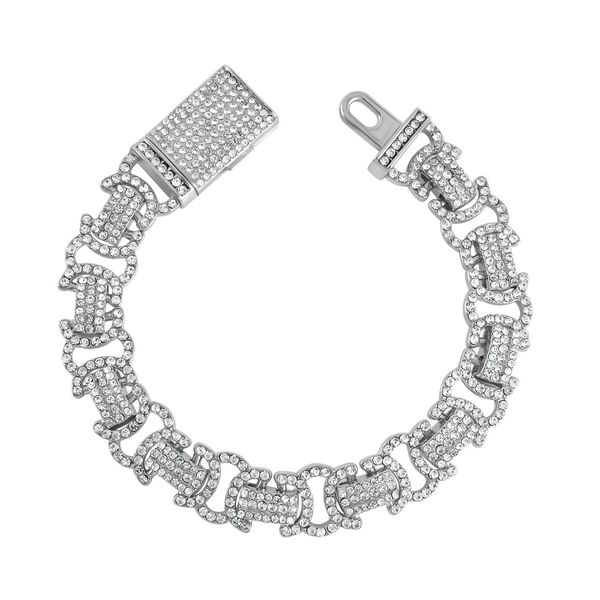 Wei&szlig;er Kristall Armband, ca. 20 cm, silberfarben image number 3