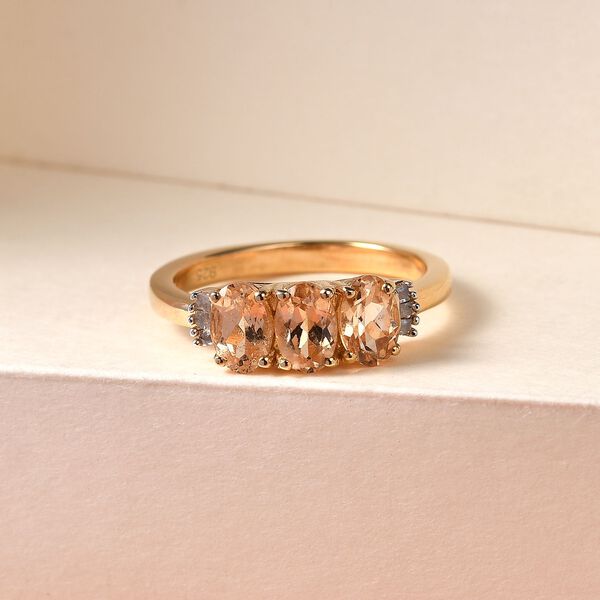 AA Ceylon kaiserlicher Granat und wei&szlig;er Diamant-Ring - 1,82 ct. image number 2