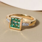 Kagem sambischer Smaragd und Zirkon-Ring, 925 Silber Gelbgold Vermeil (Größe 20.00) ca. 0,48 ct image number 1