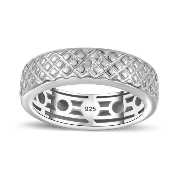 Handgearbeiteter Bandring mit Diamantschliff-Muster, 925 Silber image number 12