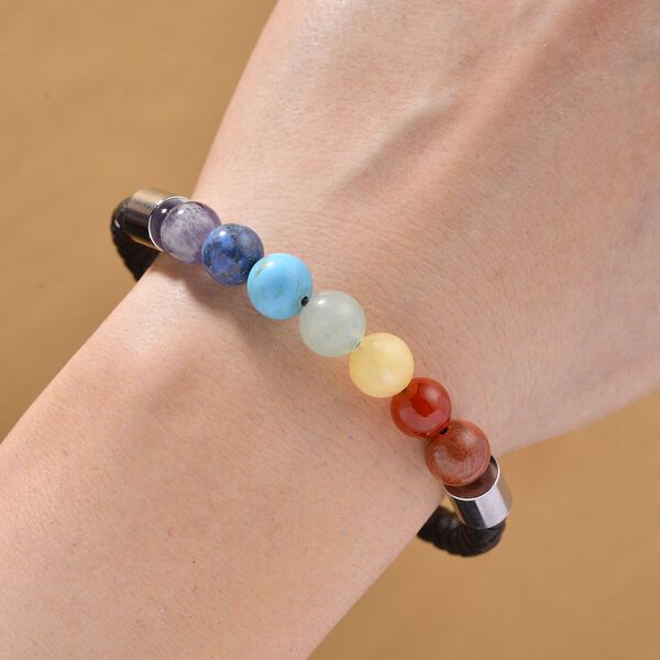 Mehrfarbig Edelsteine Armband ca. 19 cm Reiner Edelstahl ca. 35,00 ct. image number 2