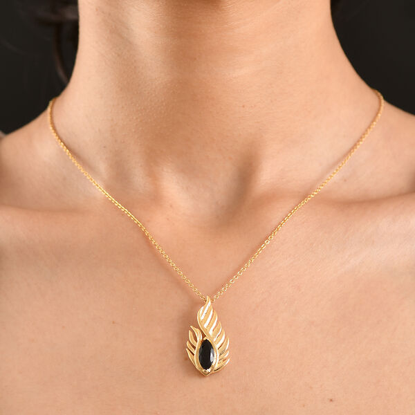 EverTrue AA schwarzer Glasachat Anh&auml;nger mit 50cm Kette - 1,29 ct. image number 2